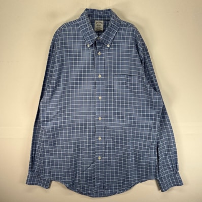 古着 ブルックスブラザーズ Brooks Brothers 長袖シャツ ボタンダウン M ブルー系 チェック メンズ