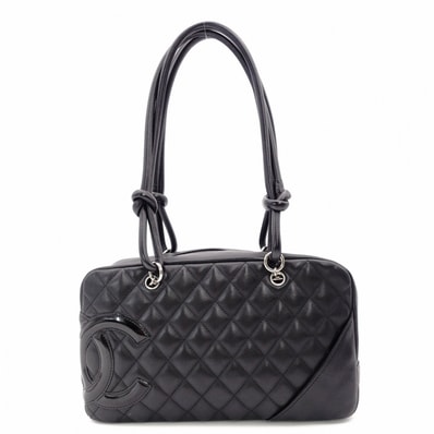 CHANEL シャネル カンボン ショルダーバッグ レザー ブラック CCマーク