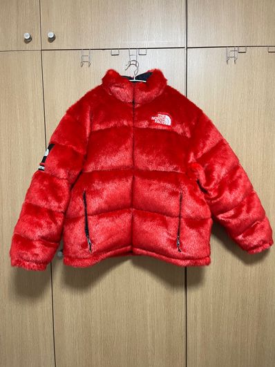 Supreme x The North Face Faux Fur Nuptse Jacket "Red"