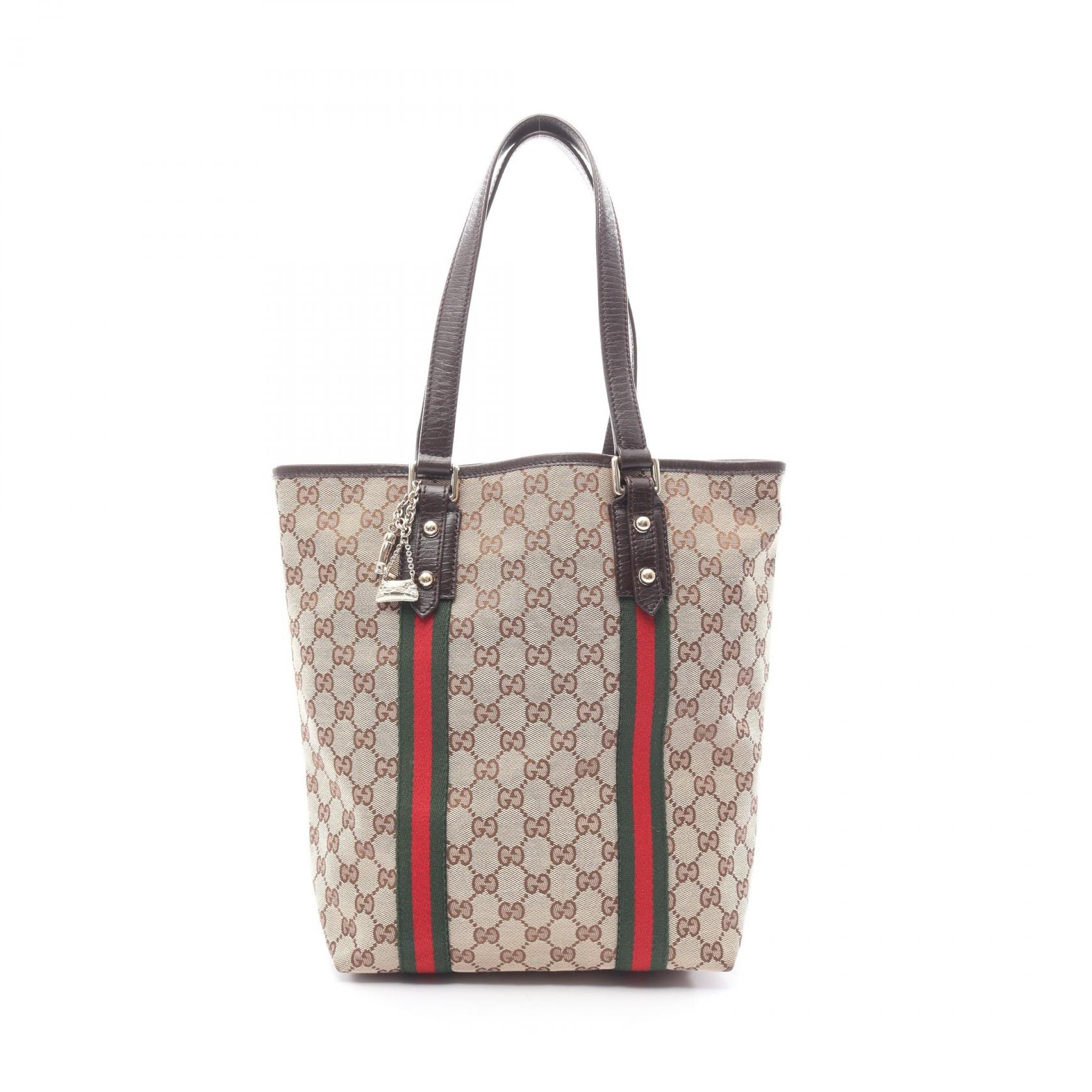 グッチ GUCCI GGキャンバス シェリーライン トートバッグ バッグ キャンバス レザー レディース ベージュ系 / マルチカラー 162899 【中古】