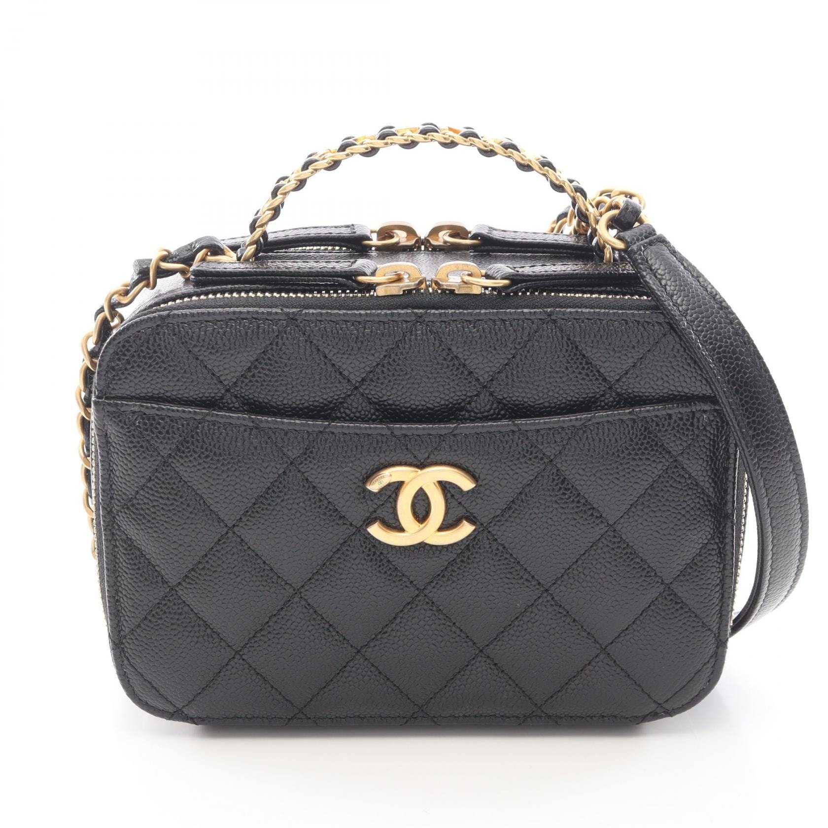 シャネル CHANEL マトラッセ バニティバッグ 2WAY ショルダーバッグ バッグ キャビアスキン(グレインドカーフ) レディース ブラック系 AS3221 【中古】