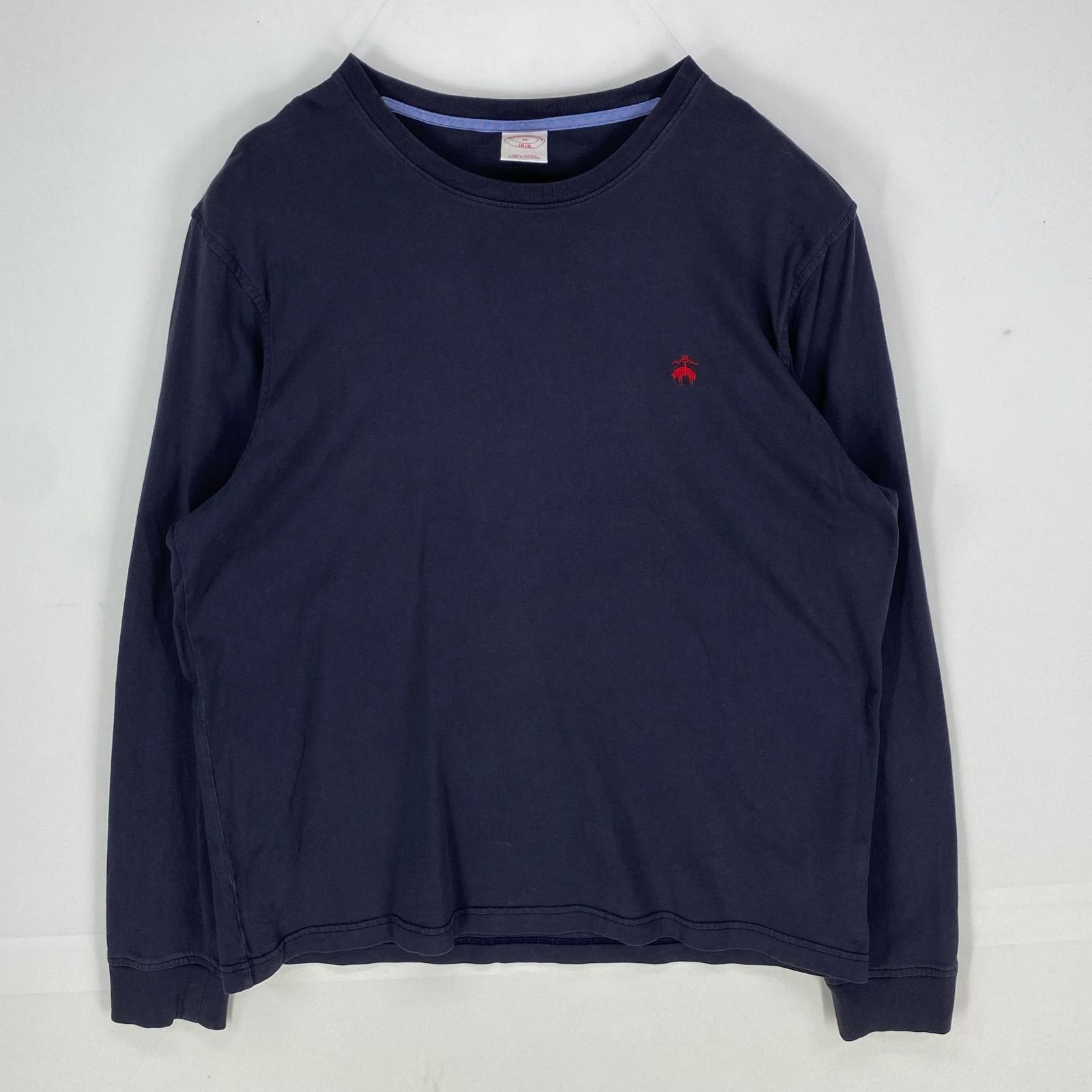 古着 ブルックスブラザーズ Brooks Brothers 長袖Tシャツ クルーネック 刺繍ロゴ 1818 ワンポイント XL チャコールグレー メンズ