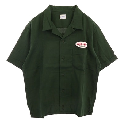 TENDERLOIN テンダーロイン 半袖シャツ T-BOWLS SHT 1 SHORT ロゴワッペン 半袖 オープンカラー ボーリングシャツ グリーン グリーン系 M【中古】
