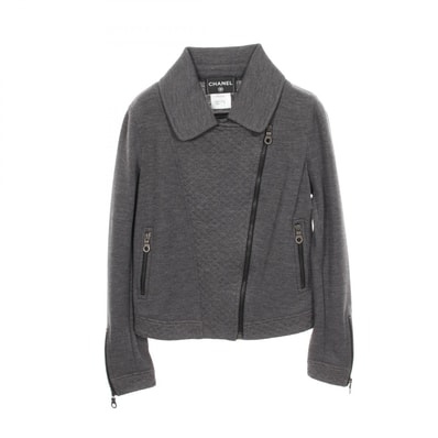 シャネル CHANEL ココマークボタン ライダースジャケット 衣料品 アウター ウール メンズ グレー系 P38075V21513 【中古】