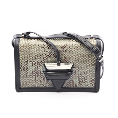 ロエベ LOEWE バルセロナ ショルダーバッグ バッグ エキゾチックレザー レザー レディース グリーン系 / ブラック系 【中古】
