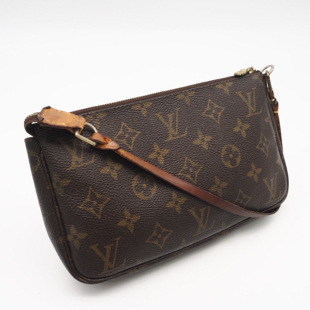 LOUIS VUITTON ルイ・ヴィトン モノグラム ポシェットアクセソワール M51980 ポーチ ブラウン コーティングキャンバス レザー レディース