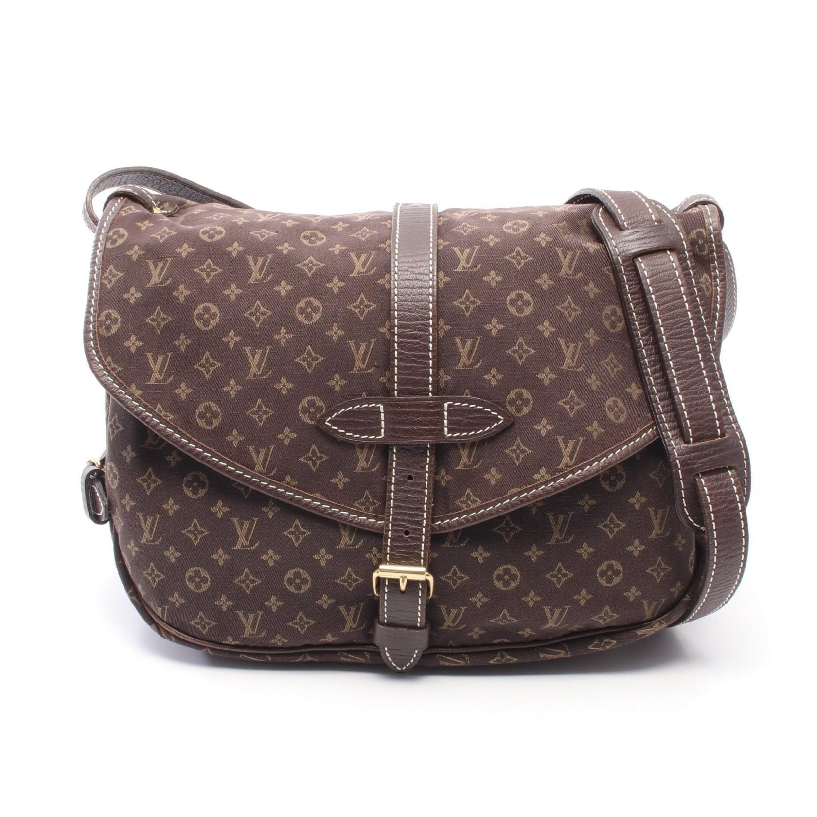 ルイ・ヴィトン LOUIS VUITTON ソミュール モノグラムミニラン エベヌ ショルダーバッグ バッグ キャンバス レザー レディース ブラウン系 M95227 【中古】