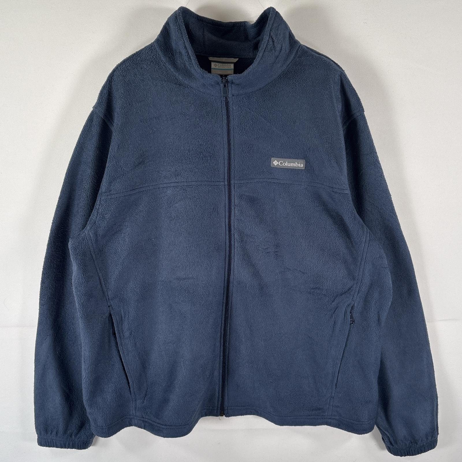 古着 コロンビア Columbia フルジップフリースジャケット ワンポイントロゴ 大きいサイズ アウトドア 14041  ネイビー メンズ