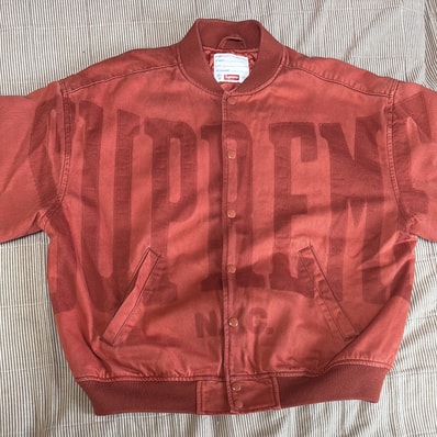 Supreme Washed Knockout Denim Varsity Jacket "Rust"