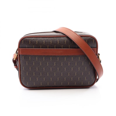 サンローランパリ SAINT LAURENT PARIS モノグラム カメラバッグ ショルダーバッグ バッグ PVCコーティングキャンバス レザー レディース ブラウン系 669957 【中古】