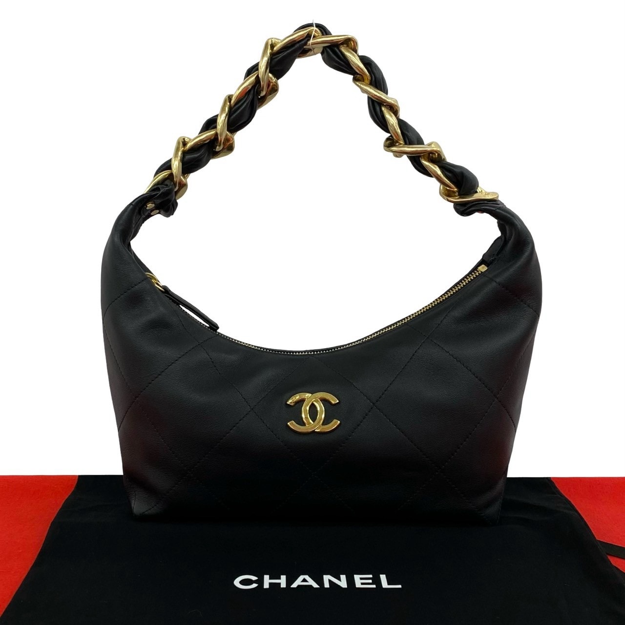 CHANEL シャネル ホーボーバッグ ココマーク レザー ショルダーバッグ ブラック
712-8