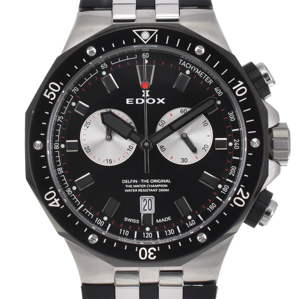 値下 エドックス EDOX 10226-357nca-ninro デルフィン クロノグラフ デイト クォーツ メンズ 美品 箱・保証書付き □#143987