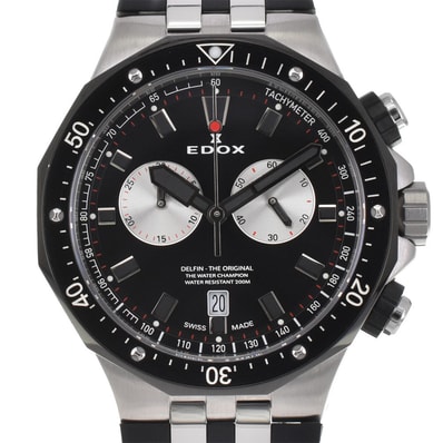 値下 エドックス EDOX 10226-357nca-ninro デルフィン クロノグラフ デイト クォーツ メンズ 美品 箱・保証書付き □#143987