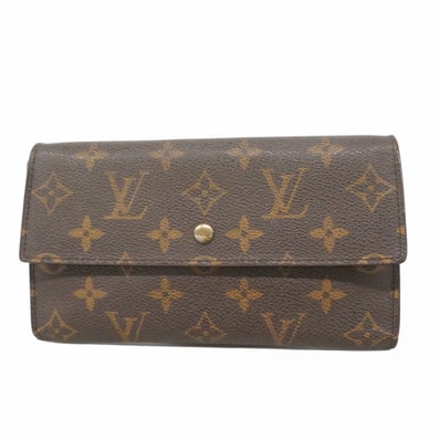 【6dc2455】ルイヴィトン 三つ折り長財布 モノグラム ポルトフォイユインターナショナル M61215 ブラウン【中古】レディース