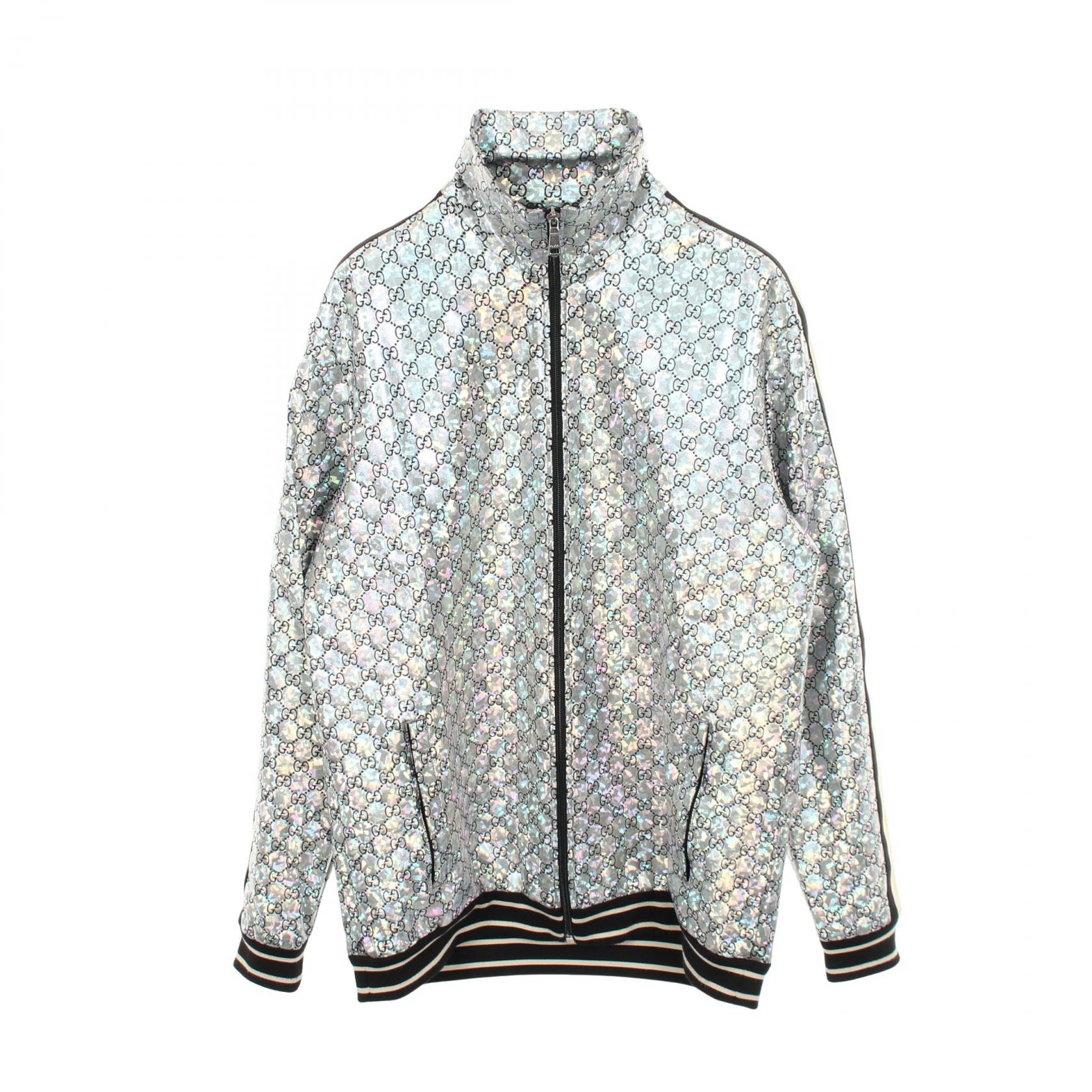 グッチ GUCCI ラミネート スパークリング GGジャージー メタリック 衣料品 アウター ナイロン メンズ シルバー系 / ブラック系 / ベージュ系 546898 【中古】