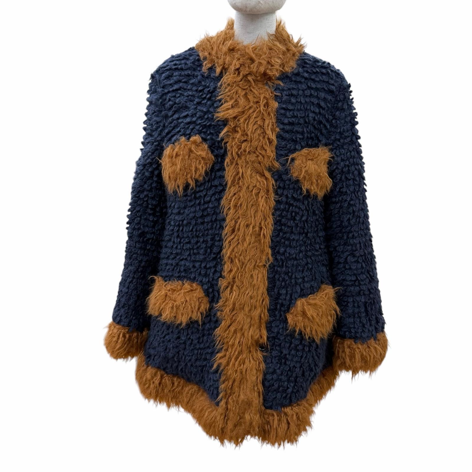 極美品 マルニ コート ネイビー系 レディース 36 JKMA0236LW