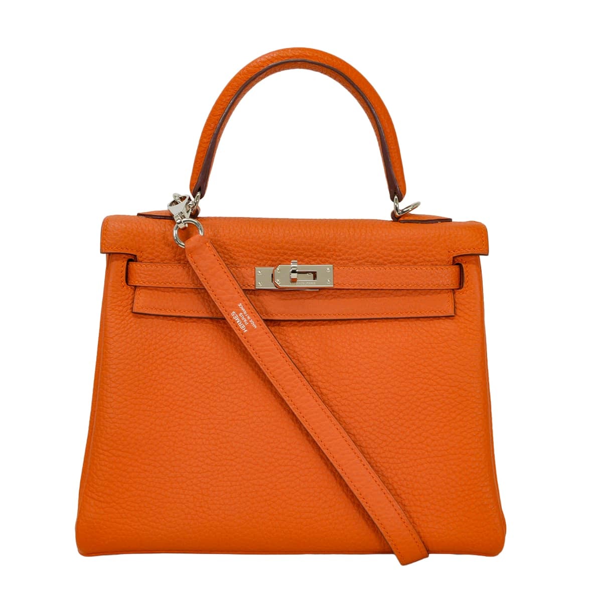 HERMES エルメス ショルダーバッグ ケリー25 内縫い オレンジ トゴ シルバー金具 □R刻印 新品同様【中古】