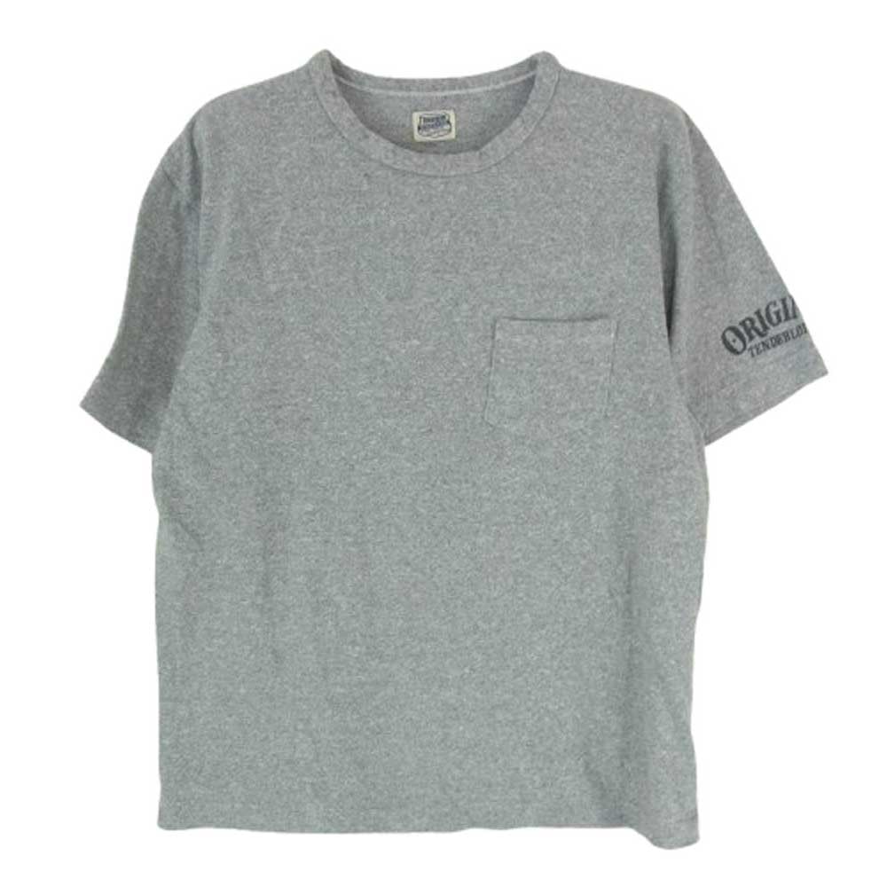 TENDERLOIN テンダーロイン Tシャツ バックロゴプリント 袖ロゴ クルーネック ポケット付き 半袖 Tシャツ グレー系 S【中古】