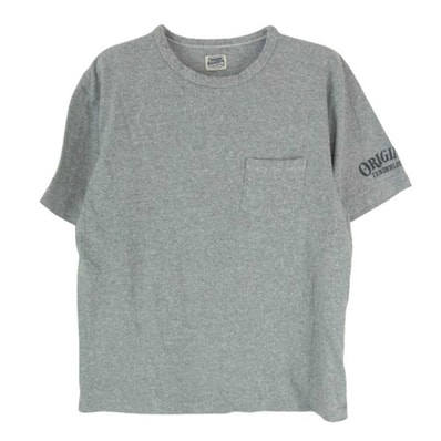 TENDERLOIN テンダーロイン Tシャツ バックロゴプリント 袖ロゴ クルーネック ポケット付き 半袖 Tシャツ グレー系 S【中古】