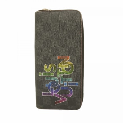 ★最終価格【6cc3881-k】ルイヴィトン 長財布 ダミエ・グラフィット ジッピーウォレットヴェルティカル N60306 ブラック ルージュ【中古】メンズ