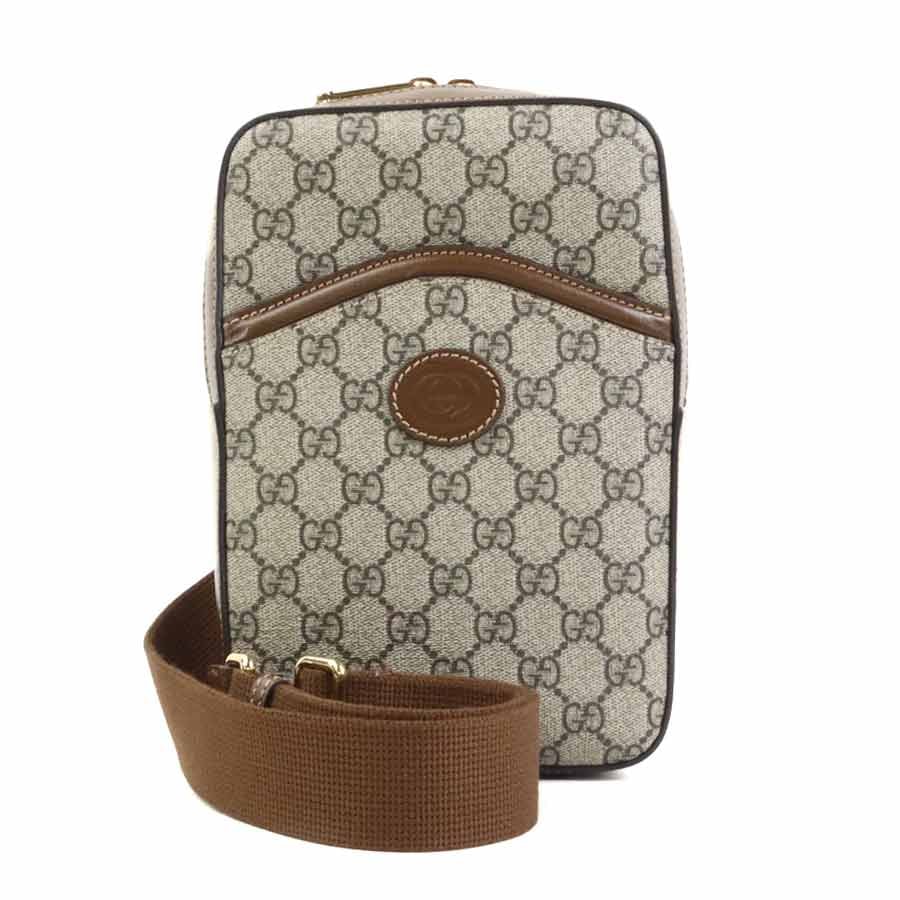 グッチ GUCCI ボディバッグ GGスプリームキャンバス ブラウン ゴールド メンズ 696016【中古】 e60877a