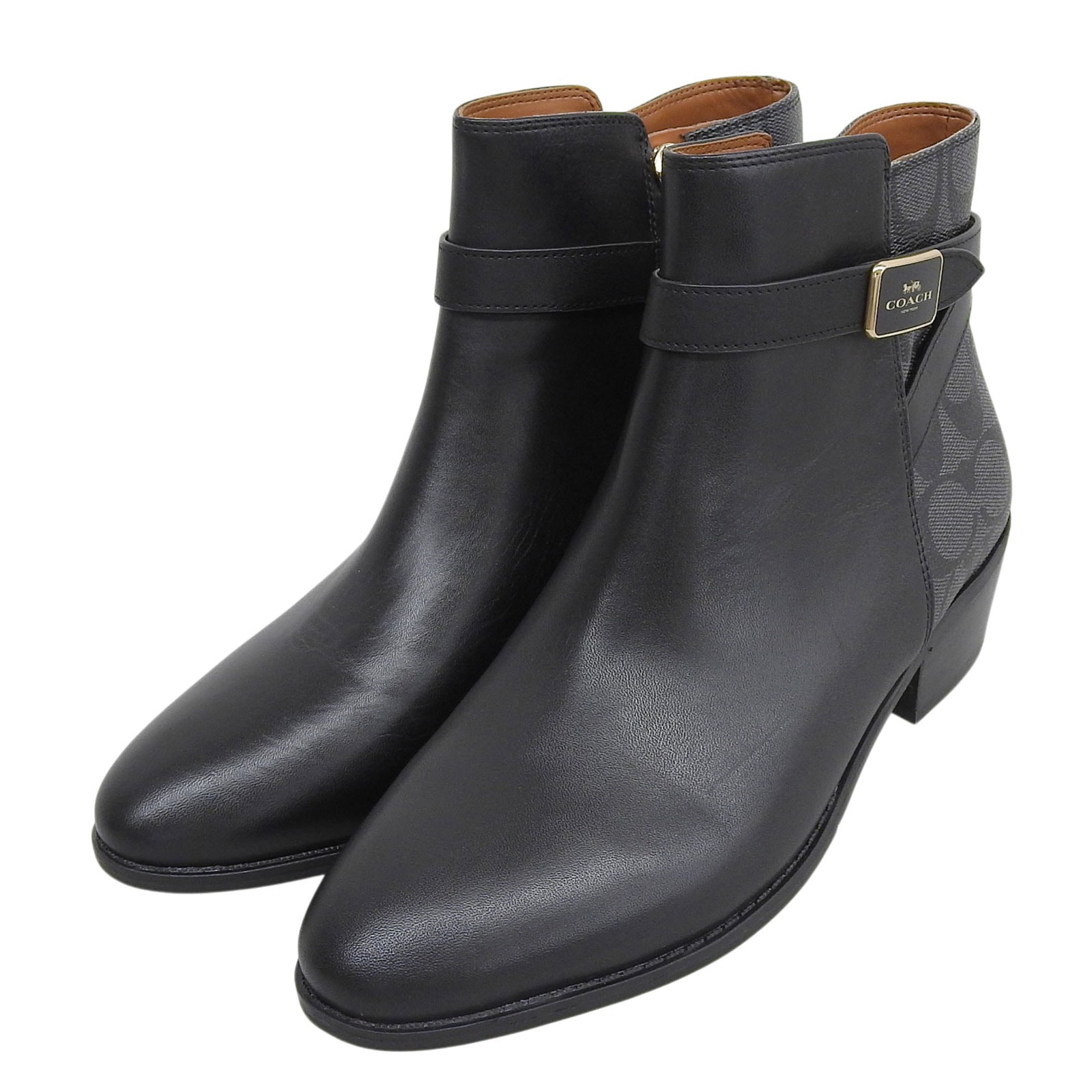 未使用品 コーチ ブーティ DEAN LTR-SIG BOOTIE ブラック レディース 24.5 CC627