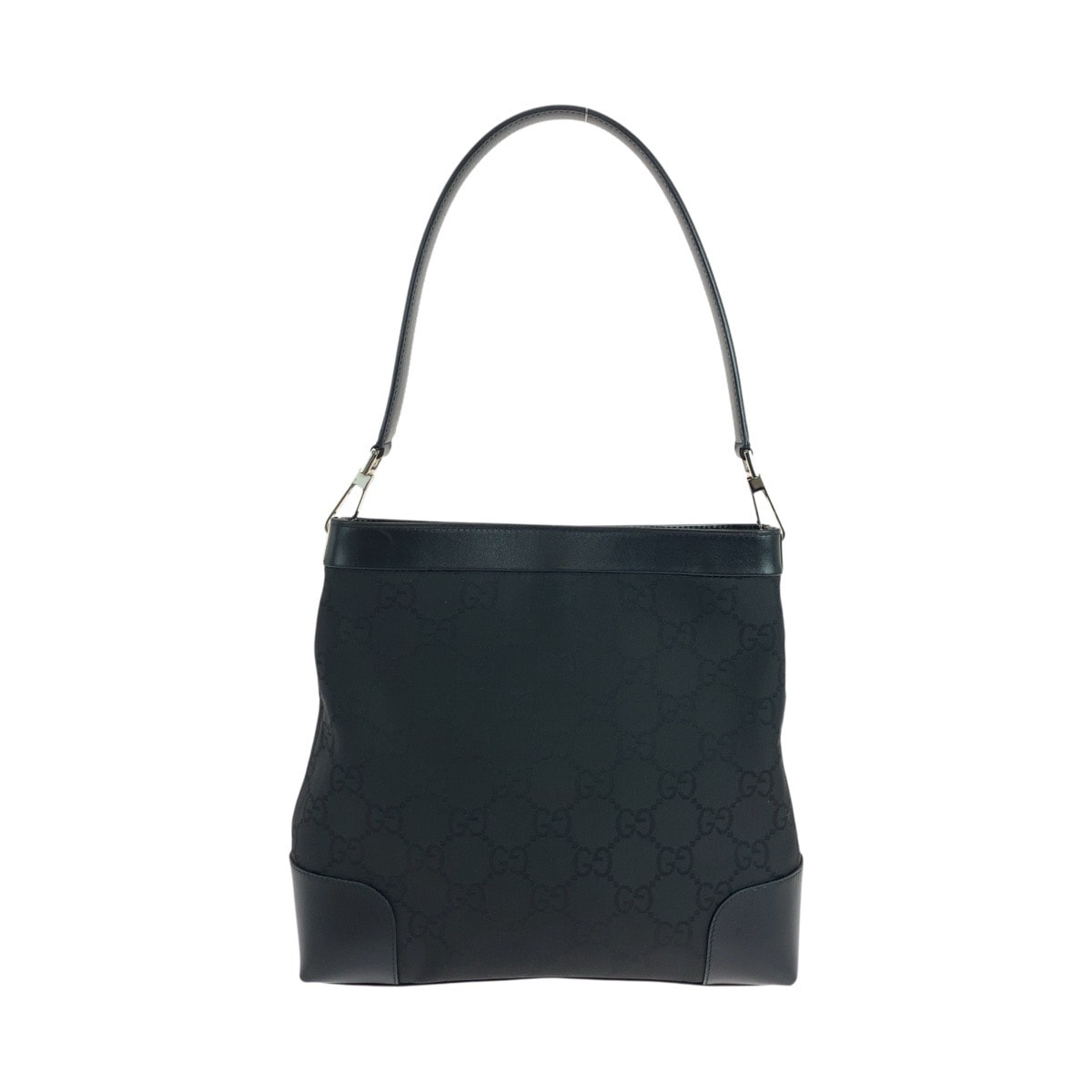 美品 GUCCI グッチ ブラック 黒 シルバー金具 ナイロン ショルダーバッグ 肩掛け 504382 【中古】