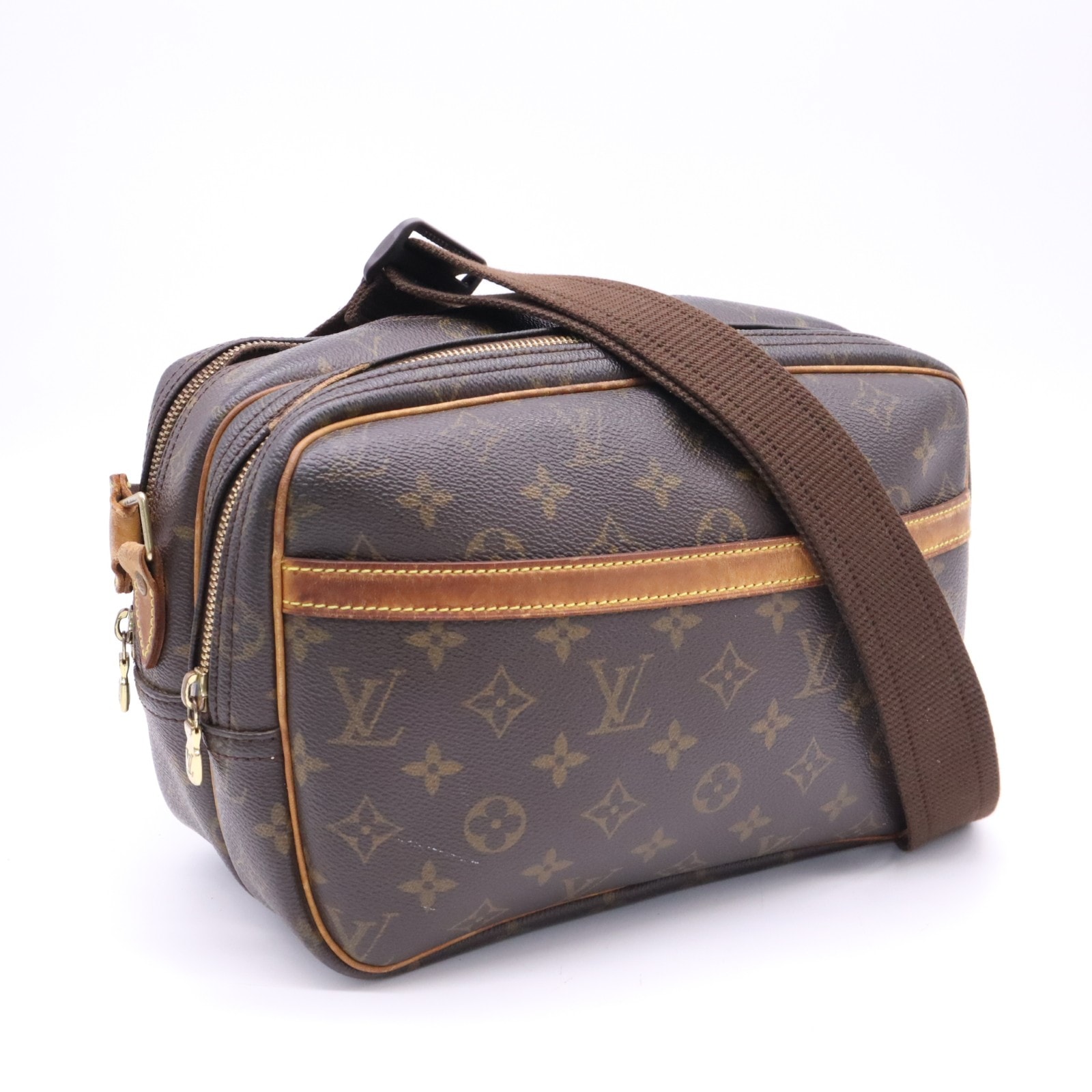 LOUIS VUITTON ルイ・ヴィトン モノグラム リポーターPM M45254 ハンドバッグ ブラウン ベージュ コーティングキャンバス レザー レディース