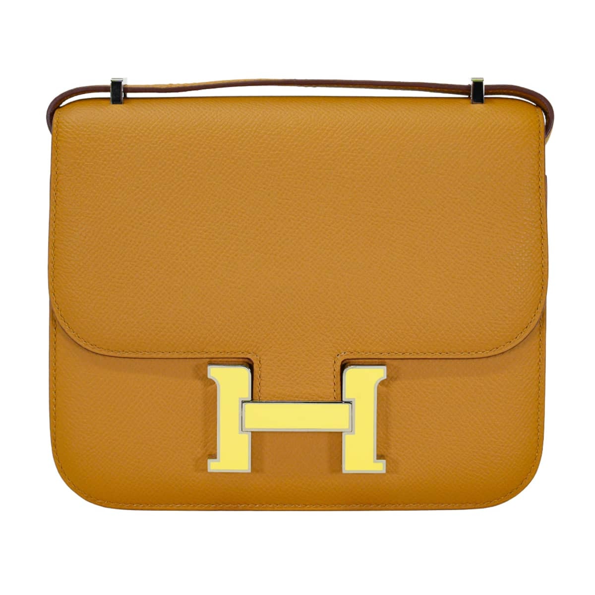 HERMES エルメス ショルダーバッグ コンスタンス3 ミニ 18 セサミ (セザム)/ライム エプソン/ラッカー ラッカー金具 Y刻印 新品同様【中古】