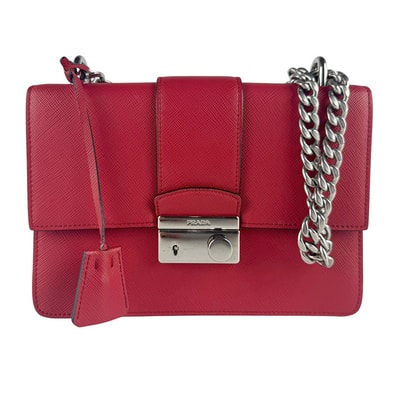 プラダ PRADA ショルダーバッグ レザー レッド レディース【中古】 z9579