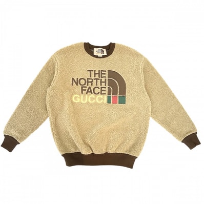 GUCCI グッチ ニット THE NORTH FACE セーター トップス ザ ノースフェイス コラボ アパレル 服 XS 644662 ブラウン 茶 アクリル ポリエステル メンズ 秋 冬 美品【中古品】
