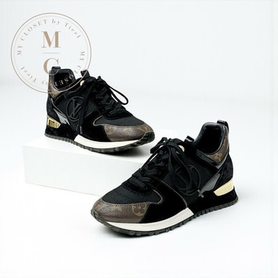 ルイヴィトン LOUIS VUITTON ランアウェイライン モノグラム スニーカー 靴 シューズ レザー パテント スエード ブラック ブラウン LVロゴ インヒール