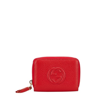 グッチ ソーホー インターロッキングG 二つ折り財布 小銭入れ 598209 レッド レザー レディース GUCCI 【中古】