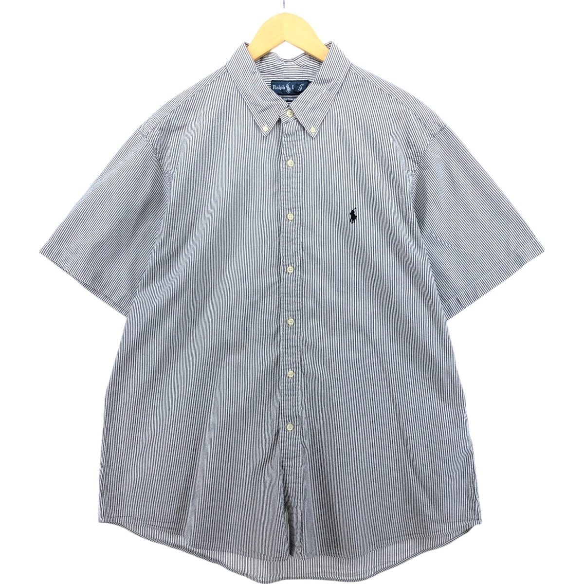 古着 ラルフローレン Ralph Lauren CUSTOM FIT シアサッカー 半袖 ボタンダウン ストライプシャツ メンズXXL相当/eaa567016 【中古】 【250713】/eaa567016