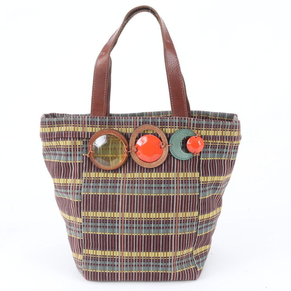 ■極美品 マルニ マルチカラートート バッグ レザー×キャンバス