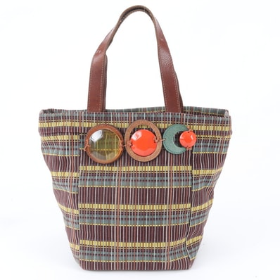 ■極美品 マルニ マルチカラートート バッグ レザー×キャンバス
