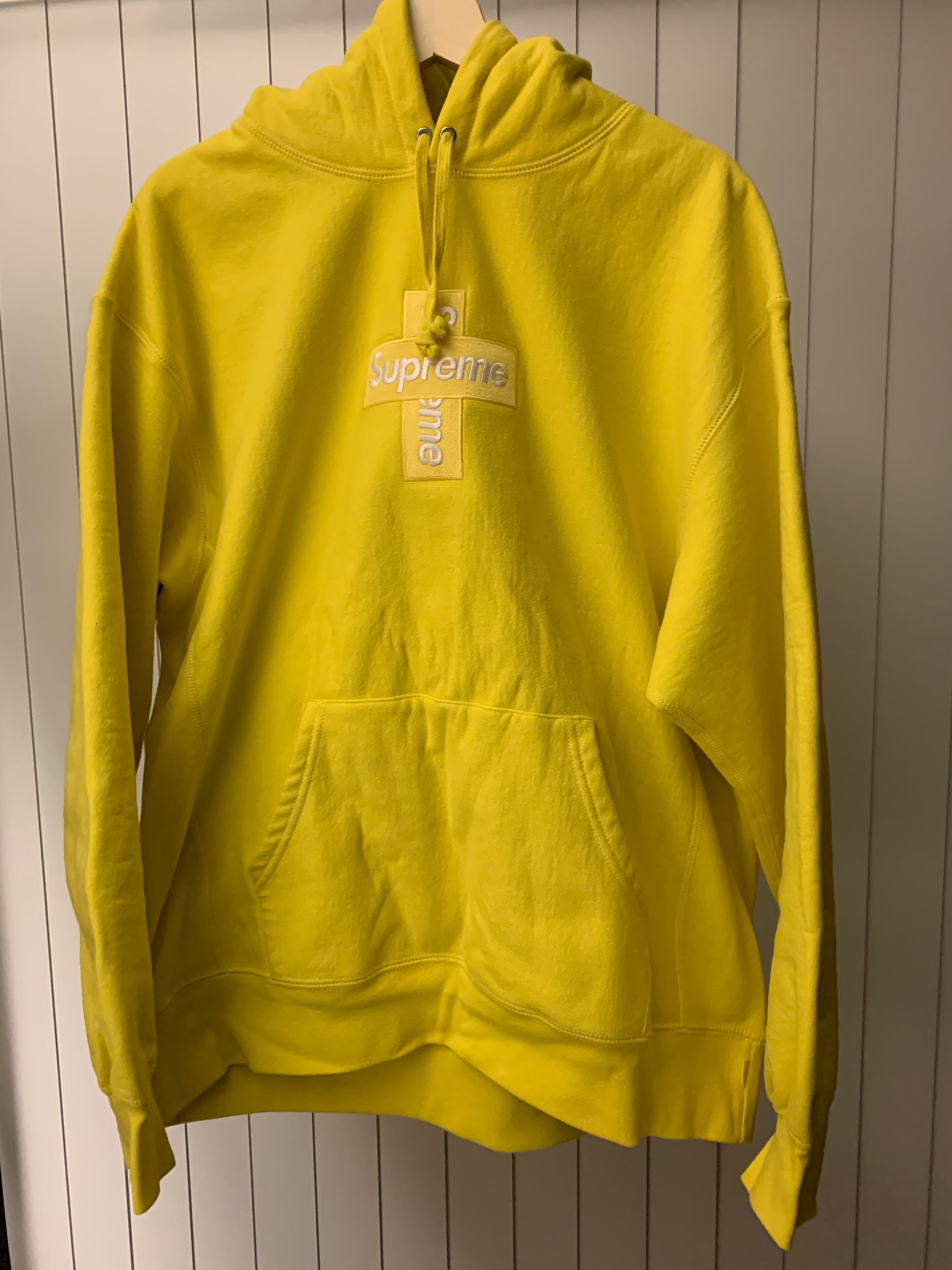 Supreme Cross Box Logo Hooded Sweatshirt "Yellow"
