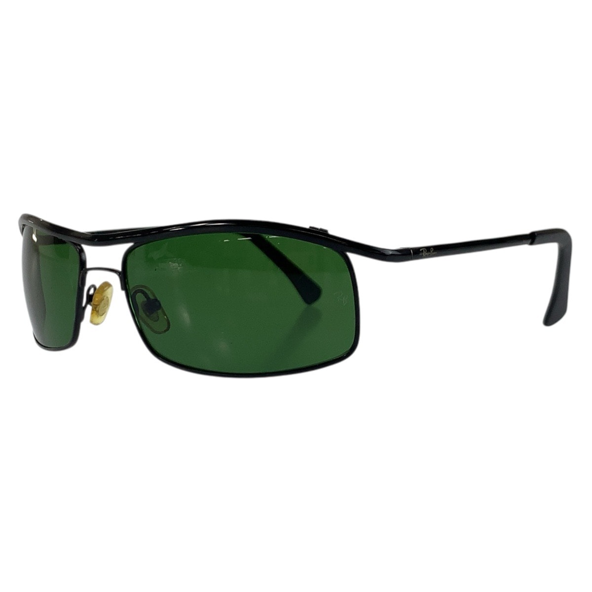 美品 Ray-Ban レイバン ブラック 黒 グリーン プラスチック サングラス スクエア 600639 【中古】