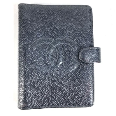 シャネル CHANEL CC ココマーク ロゴ ステーショナリー システム手帳 ケース 手帳カバー キャビアスキン ブラック