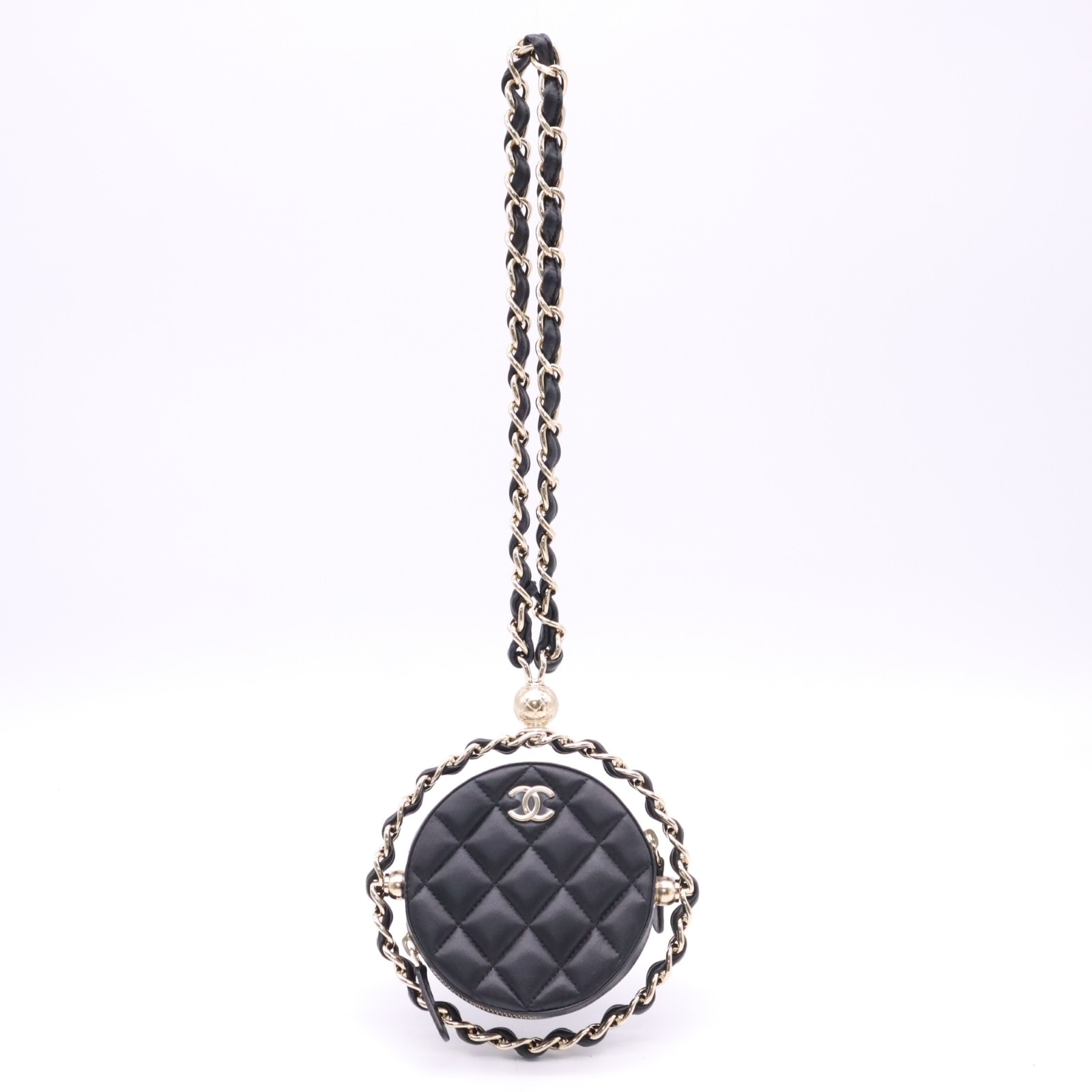 未使用 CHANEL シャネル ラムスキン ラウンド チェーンクラッチ - クラッチバッグ ブラック ゴールド ラムスキン レディース