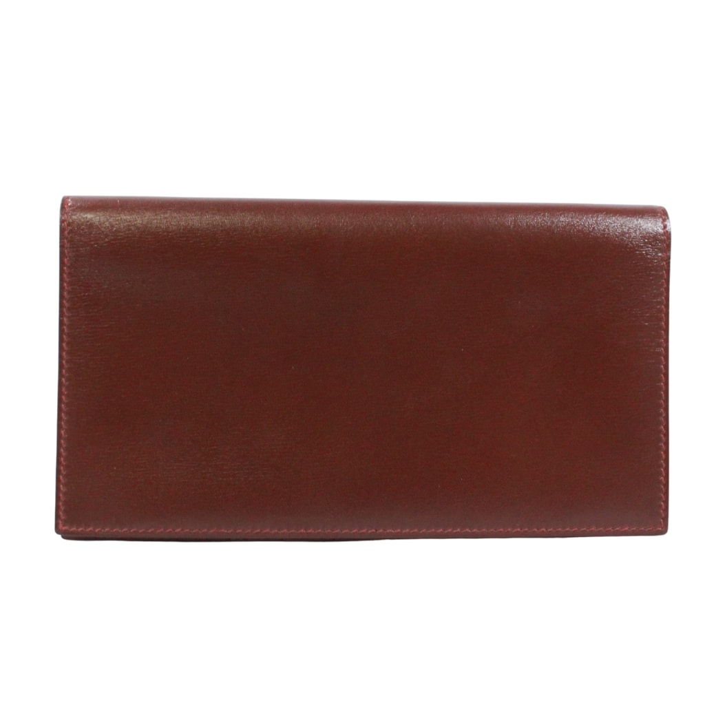 HERMES エルメス 札入れ 長財布 ボックスカーフ ブラウン【中古】 メンズ