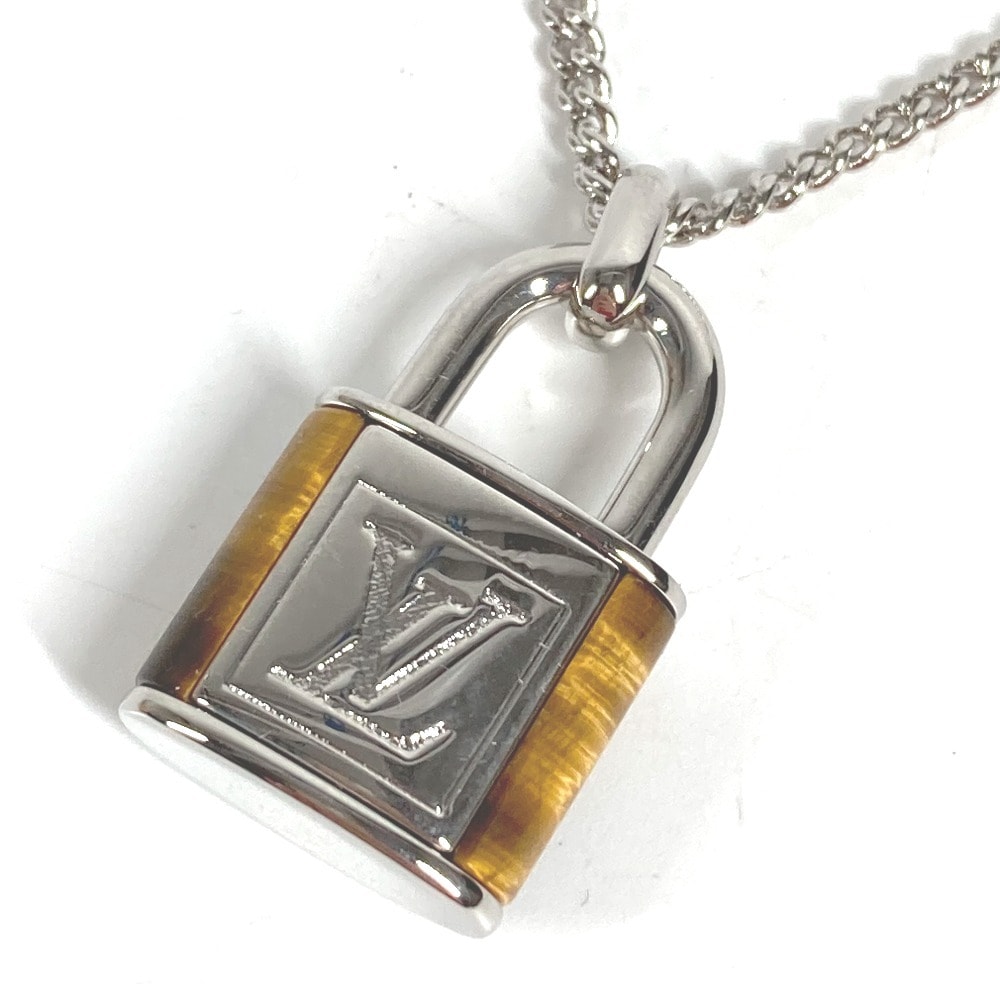 ルイヴィトン LOUIS VUITTON コリエ LVストーン タイガーアイ ペンダント ネックレス M62668 アクセサリー チェーン ネックレス メタル シルバー 美品