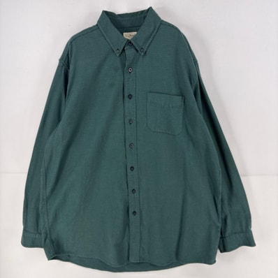 古着 エルエルビーン L.L.Bean 長袖シャツ 大きいサイズ 胸ポケット ボタンダウン 千鳥格子 XL グリーン系 メンズ