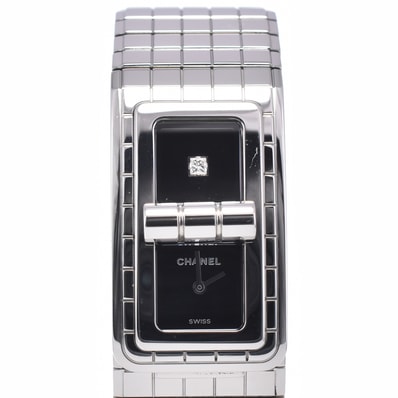 シャネル CHANEL H5144 コードココ ダイヤモンド ブラック クォーツ レディース 良品 箱・保証書付き 腕時計 P#149037