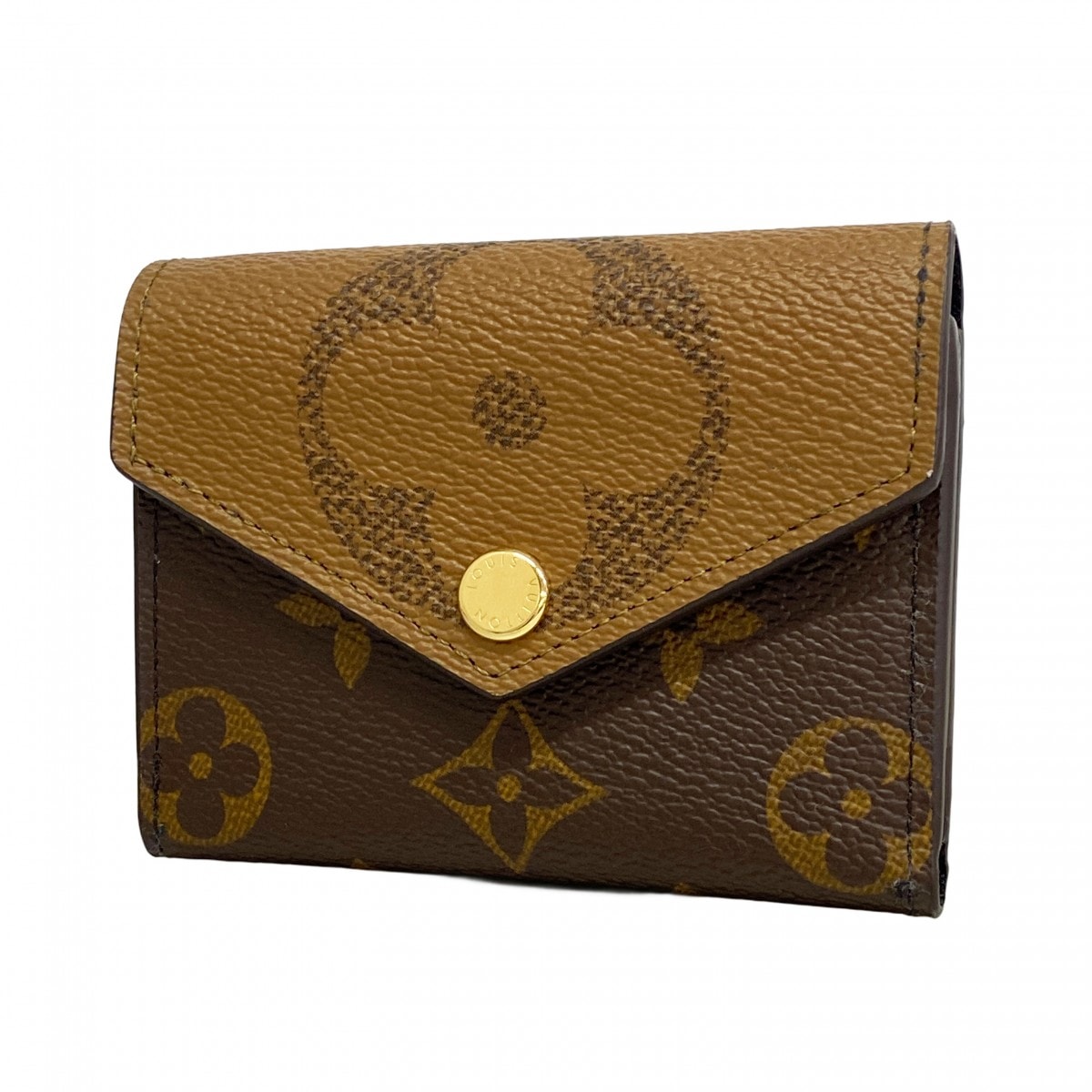 【6ce6326】ルイヴィトン 三つ折り財布 モノグラム・リバース ポルトフォイユゾエ M80725 ブラウン【中古】レディース