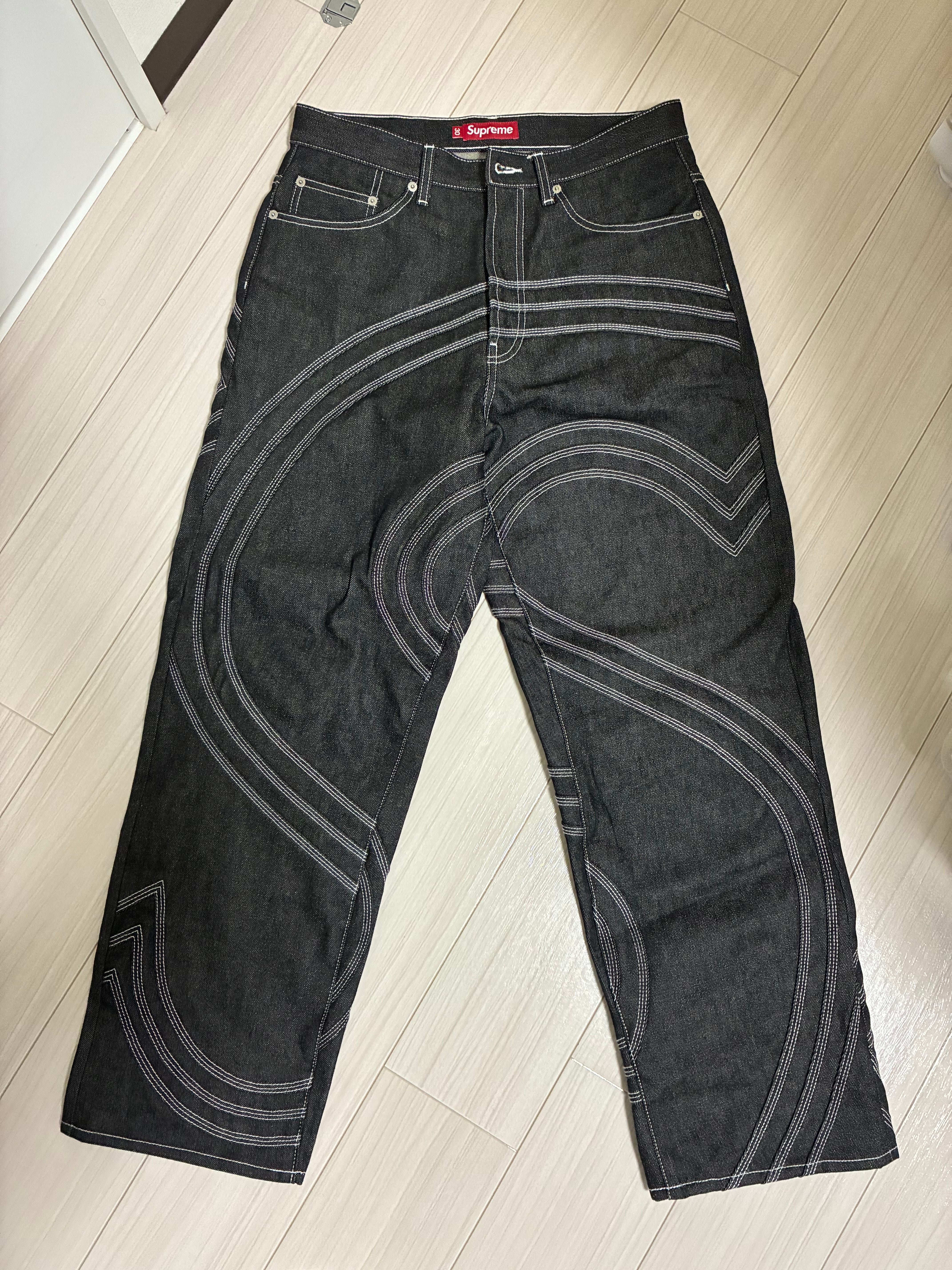 Supreme S Logo Rigid Baggy Jean "Rigid Black"