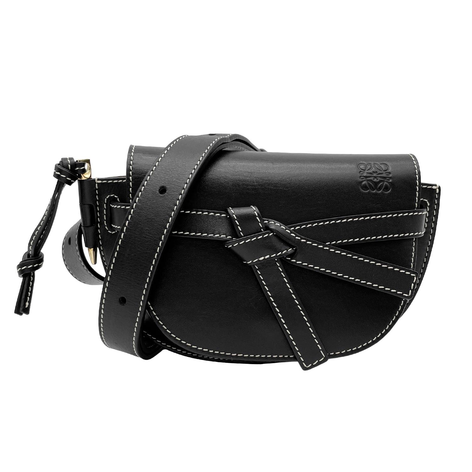 LOEWE ロエベ ゲート バムバッグ ミニ ウエストバッグ レザー ブラック レディース 【中古】