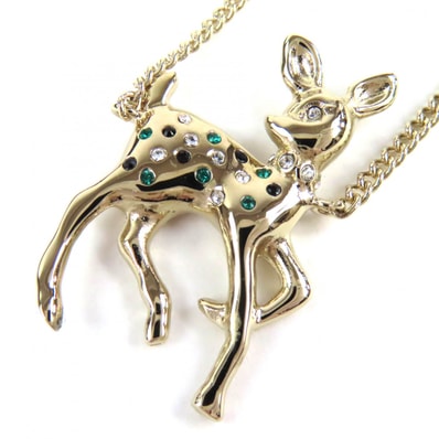 極美品 シャネル バンビ ココマーク ラインストーン フェイクパール ネックレス