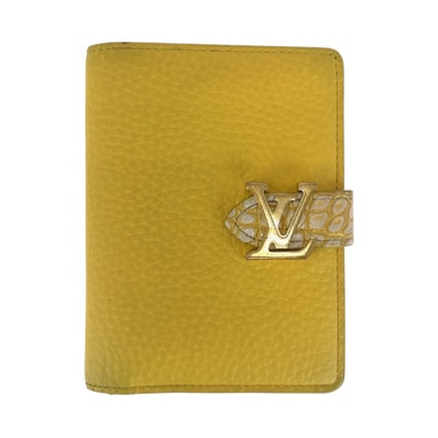 美品 LOUIS VUITTON ルイヴィトン ヴェルティカル ウォレット コンパクト イエロー ゴールド金具 レザー クロコダイル/ 折財布 コンパクトウォレット 604321 【中古】