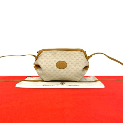 GUCCI グッチ マイクロGG レザー PVC ショルダーバッグ ブラウン
82-10